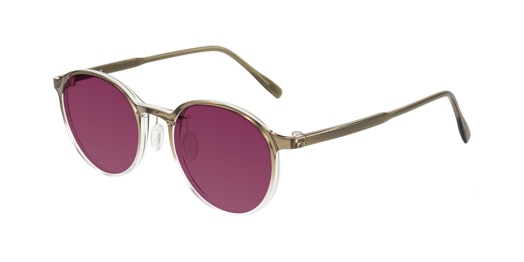 Angle of Durrell in Brown/Clear with Wine Tinted Lenses