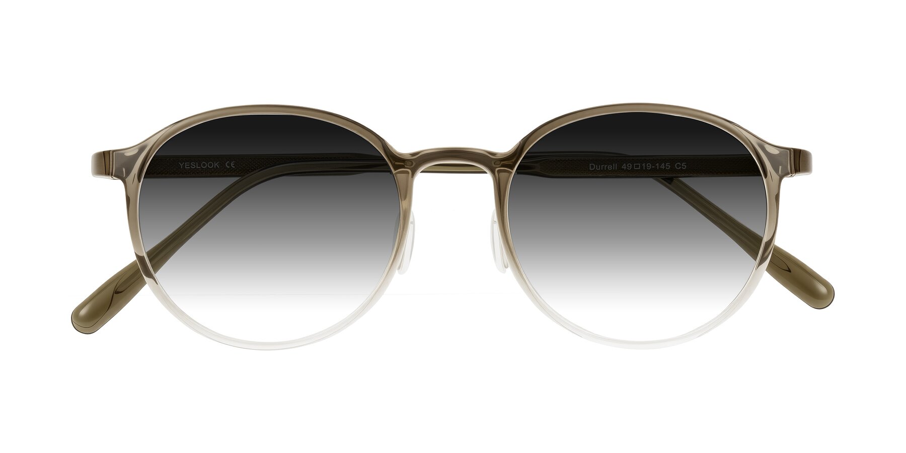 Folded Front of Durrell in Brown/Clear with Gray Gradient Lenses