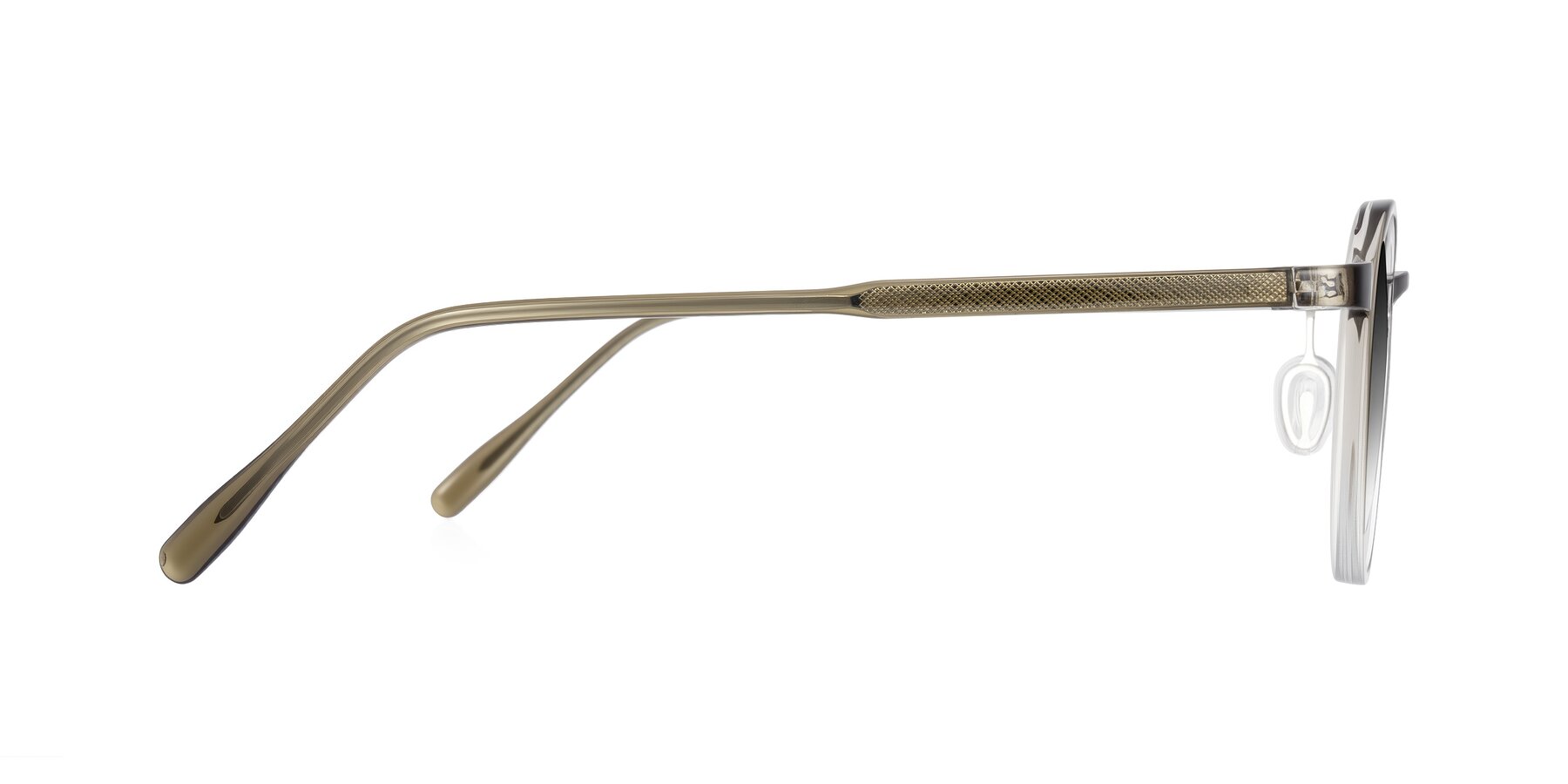 Side of Durrell in Brown/Clear with Gray Gradient Lenses