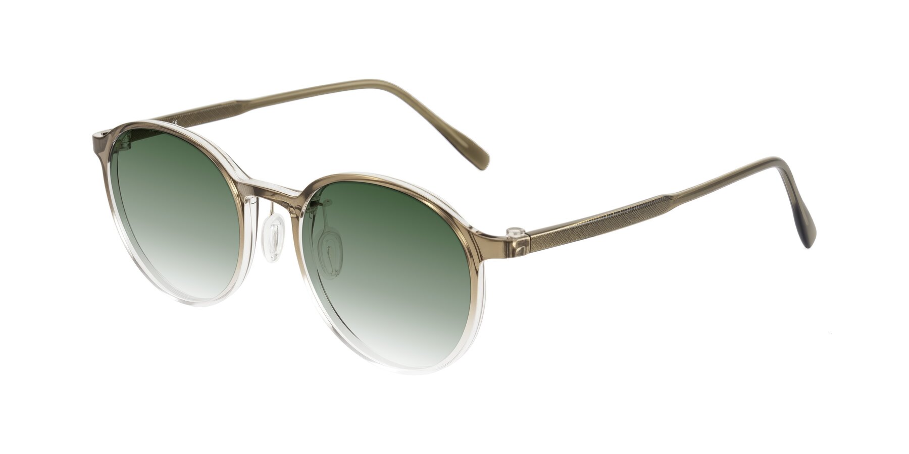 Angle of Durrell in Brown/Clear with Green Gradient Lenses