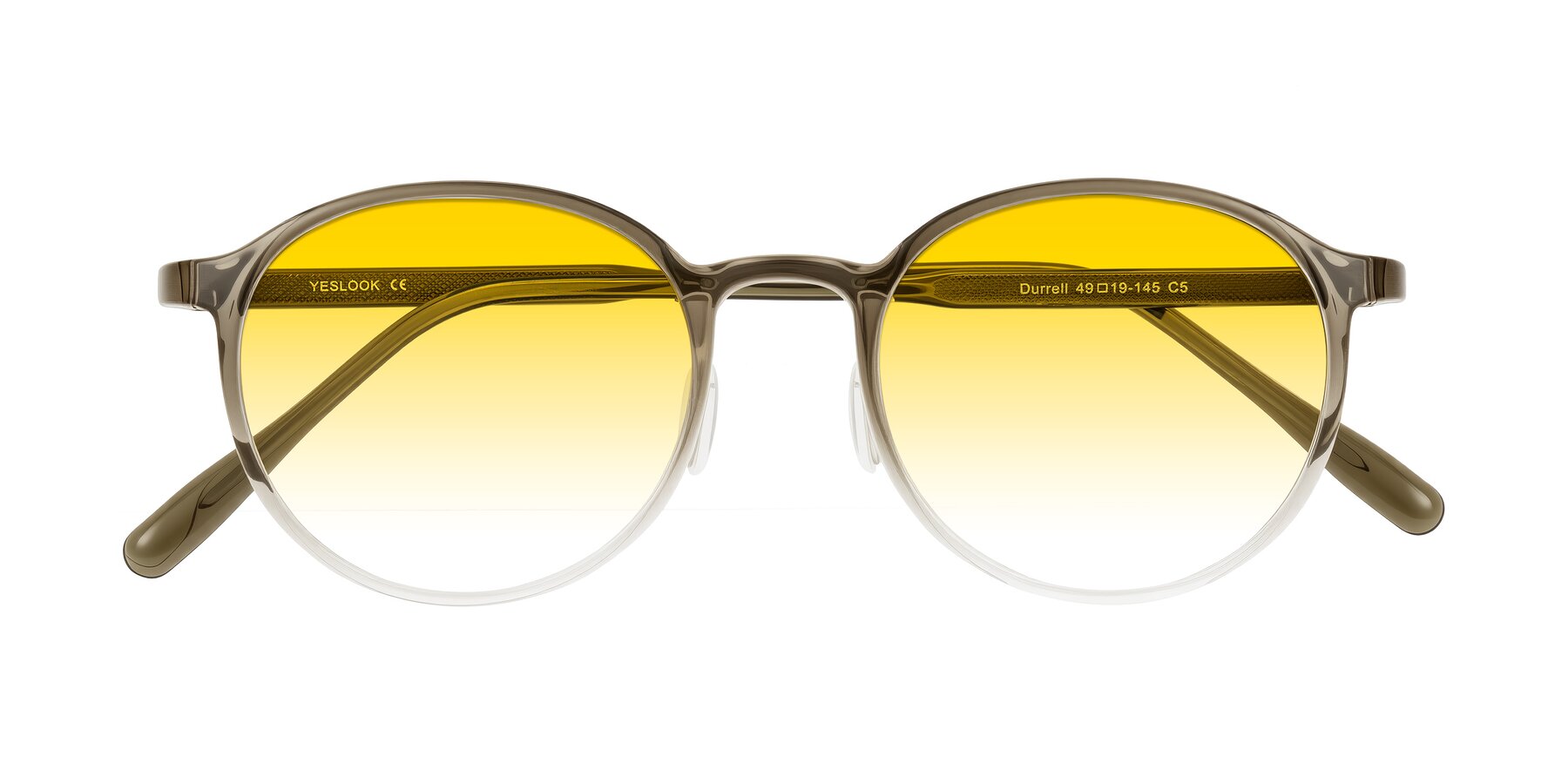 Folded Front of Durrell in Brown/Clear with Yellow Gradient Lenses