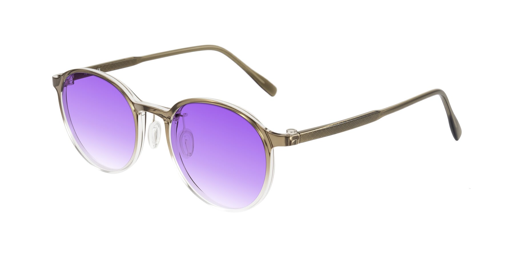 Angle of Durrell in Brown/Clear with Purple Gradient Lenses
