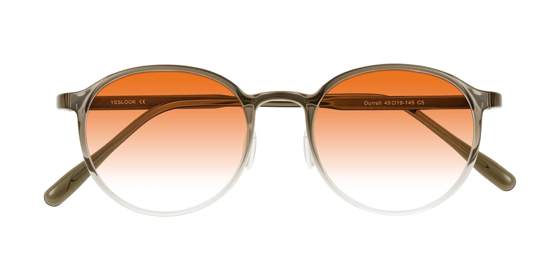 Folded Front of Durrell in Brown/Clear with Orange Gradient Lenses