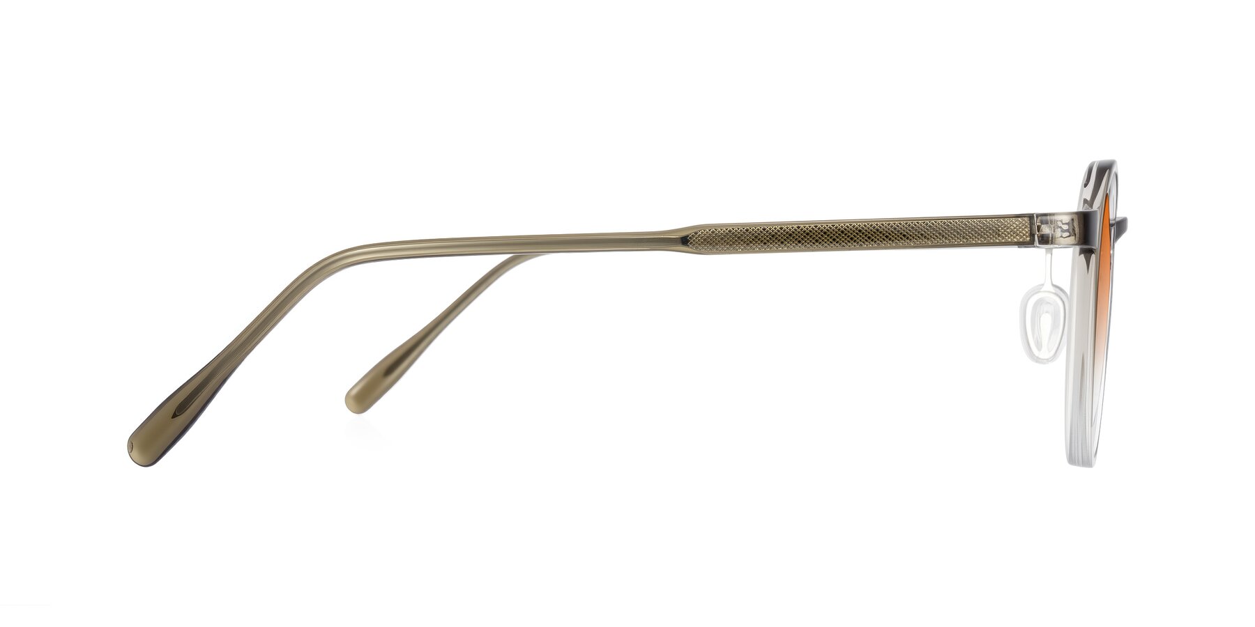 Side of Durrell in Brown/Clear with Orange Gradient Lenses