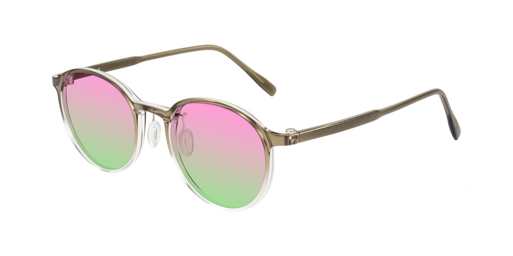 Angle of Durrell in Brown/Clear with Pink / Green Gradient Lenses