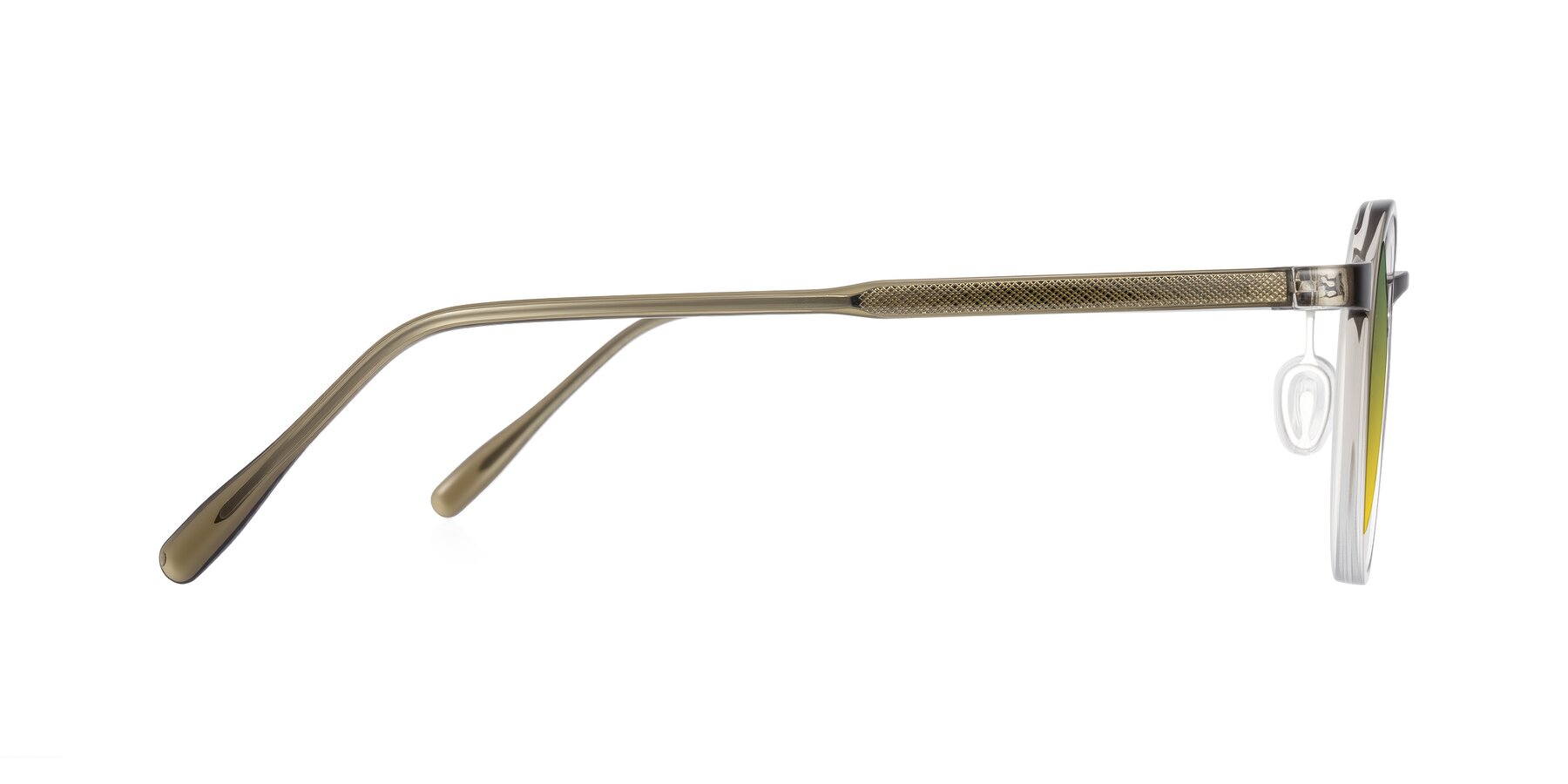 Side of Durrell in Brown/Clear with Green / Yellow Gradient Lenses
