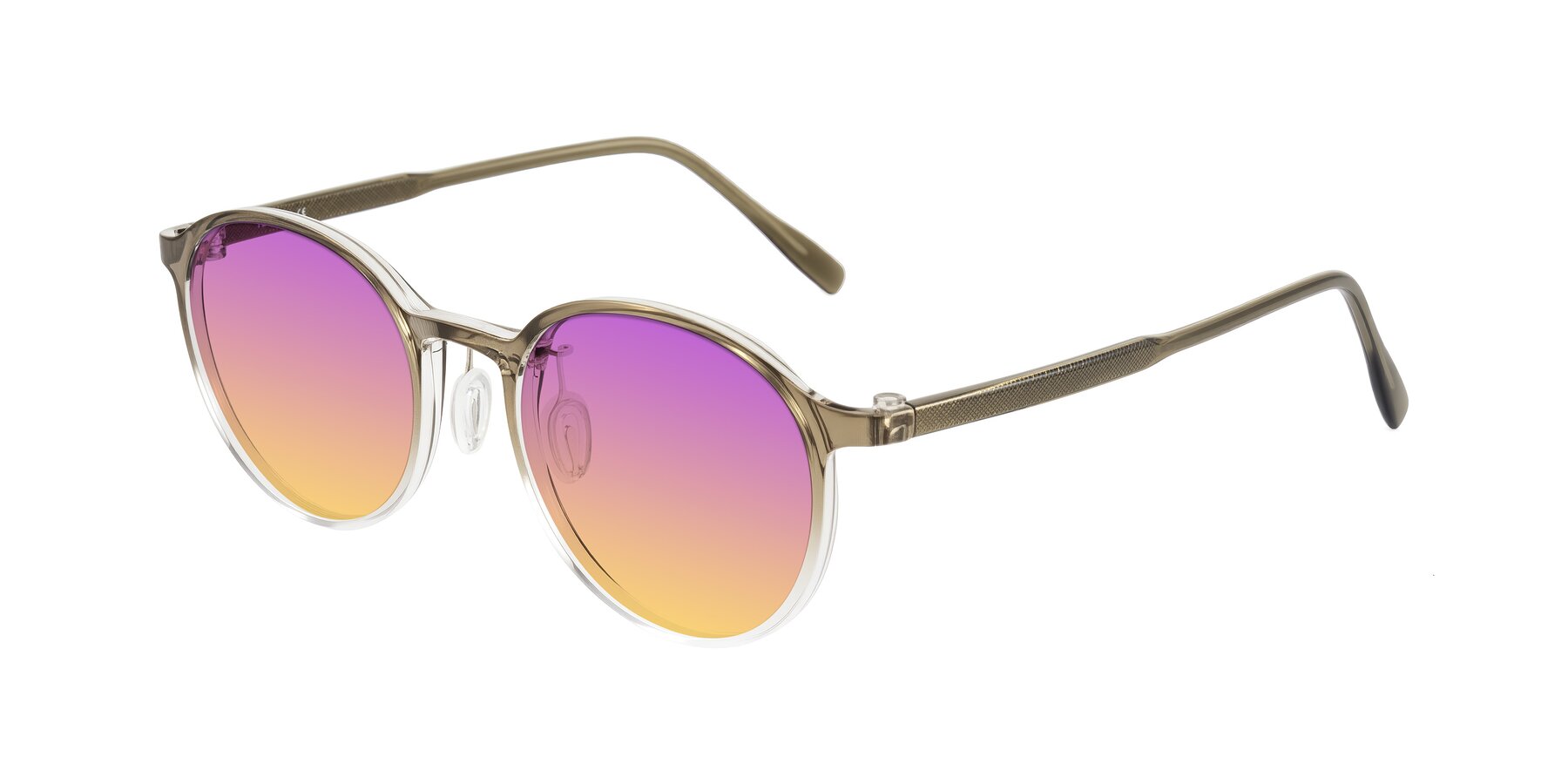 Angle of Durrell in Brown/Clear with Purple / Yellow Gradient Lenses
