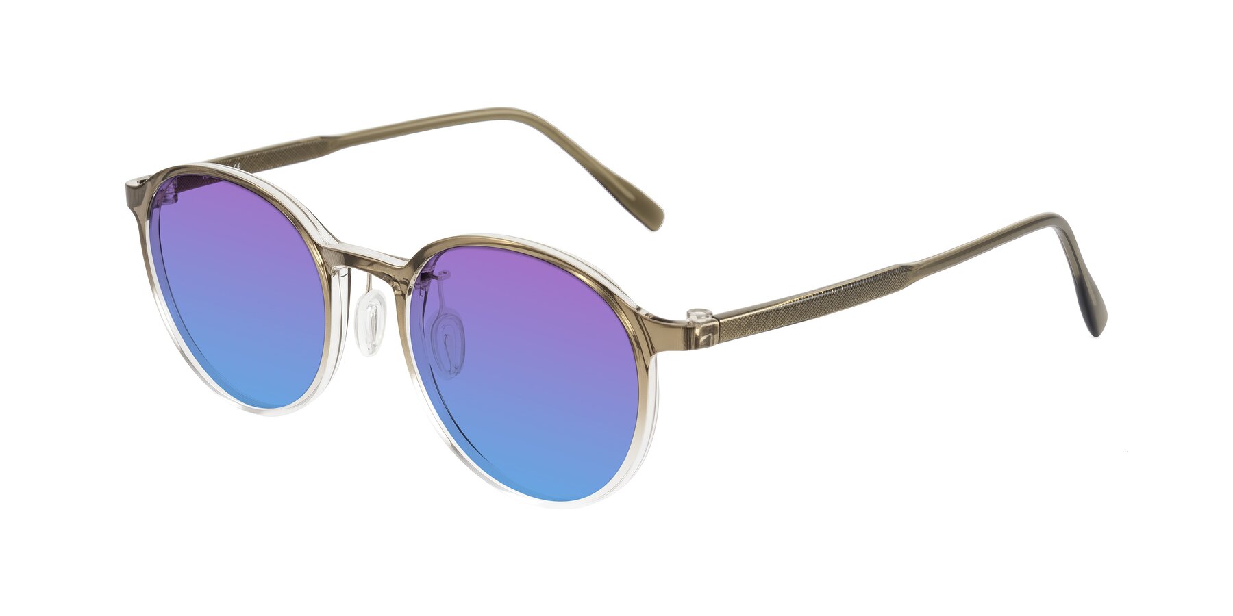 Angle of Durrell in Brown/Clear with Purple / Blue Gradient Lenses