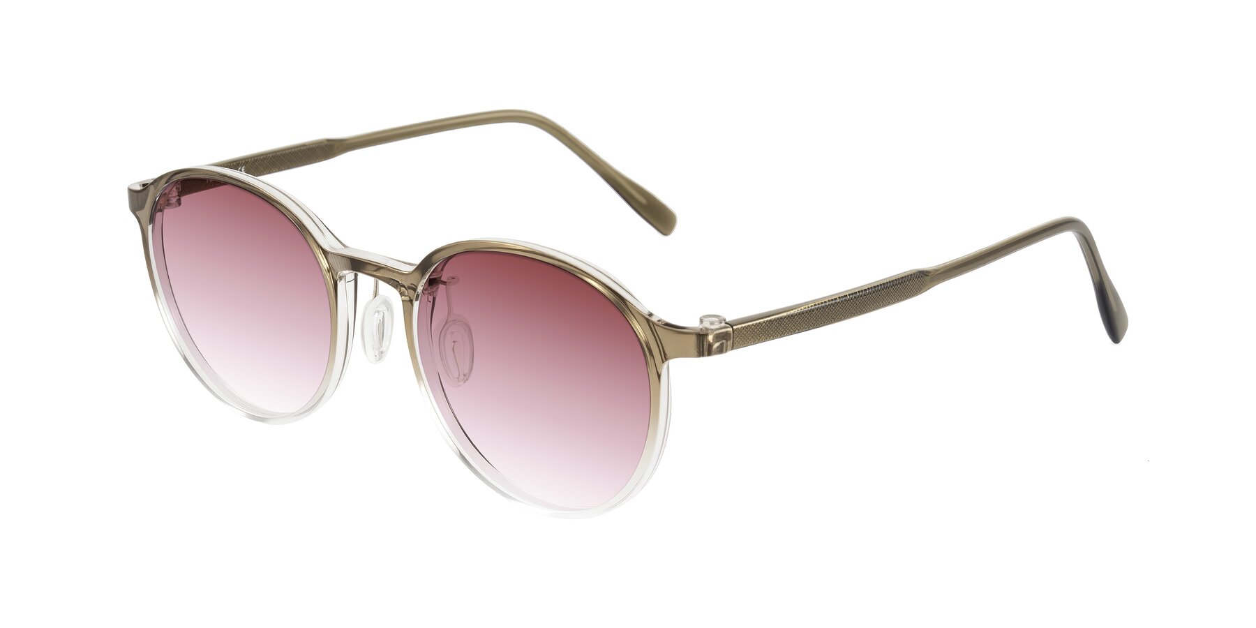 Angle of Durrell in Brown/Clear with Garnet Gradient Lenses