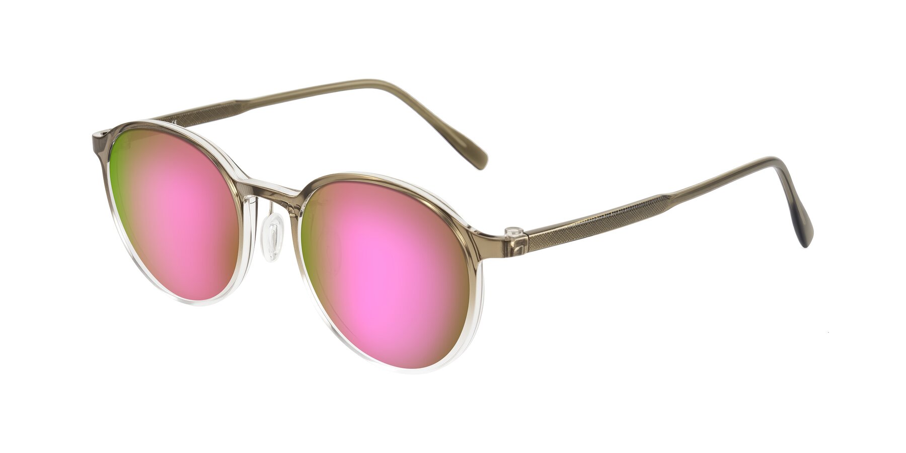 Angle of Durrell in Brown/Clear with Pink Mirrored Lenses