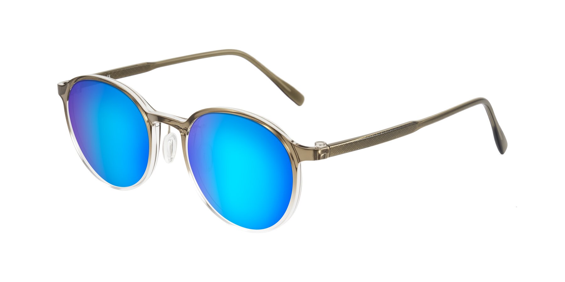 Angle of Durrell in Brown/Clear with Blue Mirrored Lenses