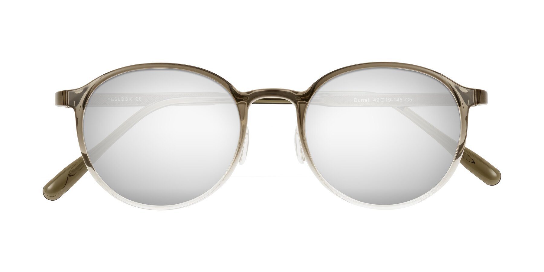 Folded Front of Durrell in Brown/Clear with Silver Mirrored Lenses