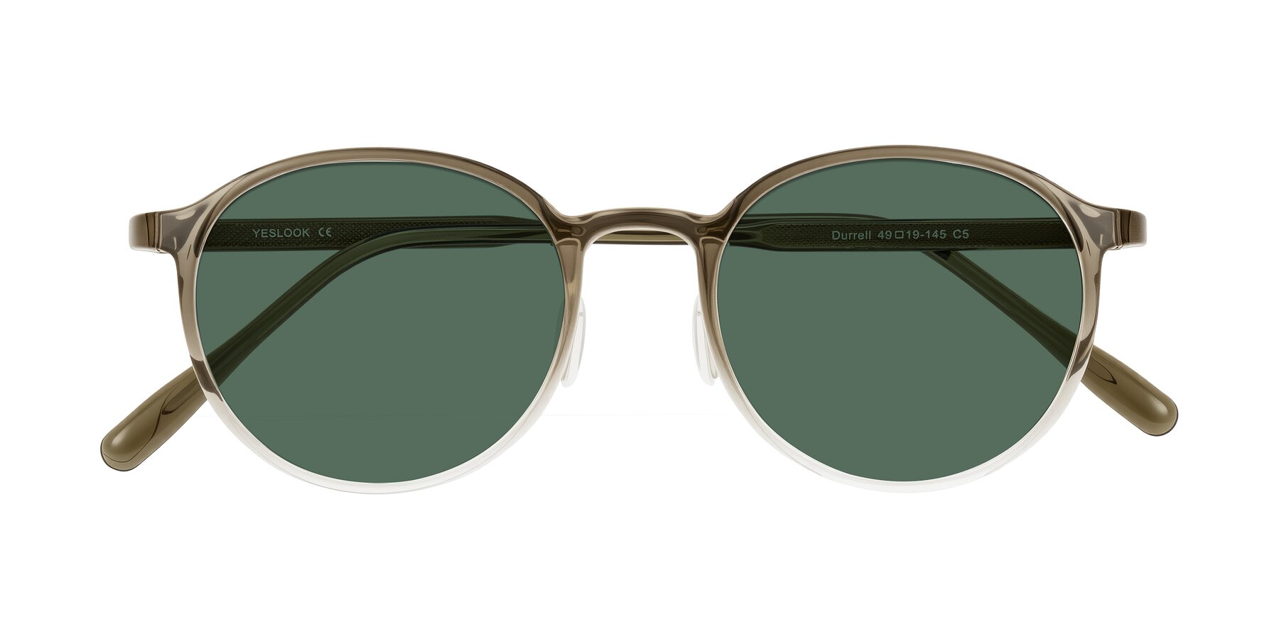 Folded Front of Durrell in Brown/Clear with Green Polarized Lenses