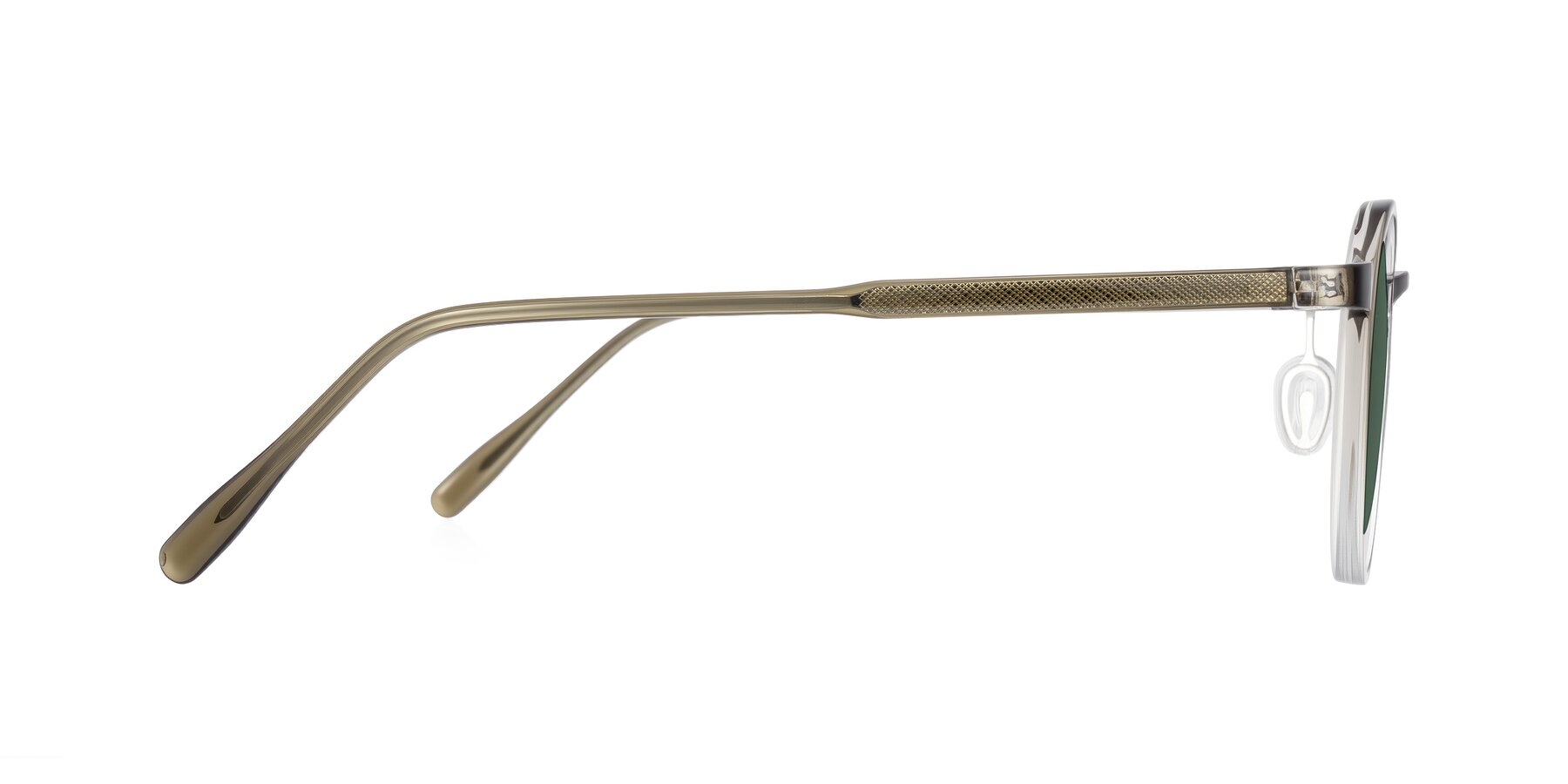Side of Durrell in Brown/Clear with Green Polarized Lenses