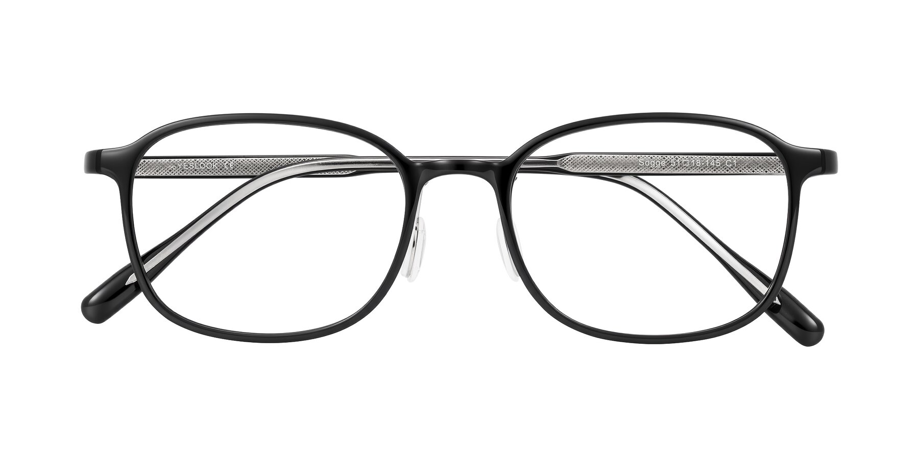 Folded Front of Sogge in Black with Clear Eyeglass Lenses