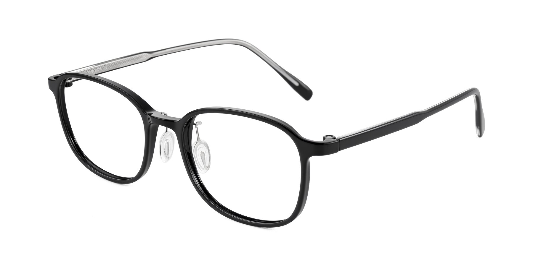 Angle of Sogge in Black with Clear Eyeglass Lenses