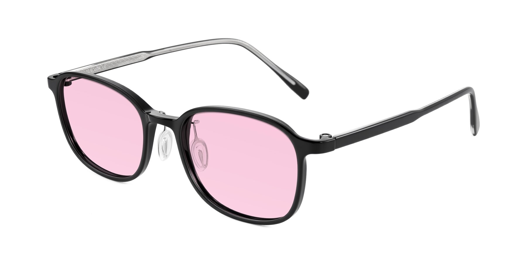 Angle of Sogge in Black with Light Pink Tinted Lenses