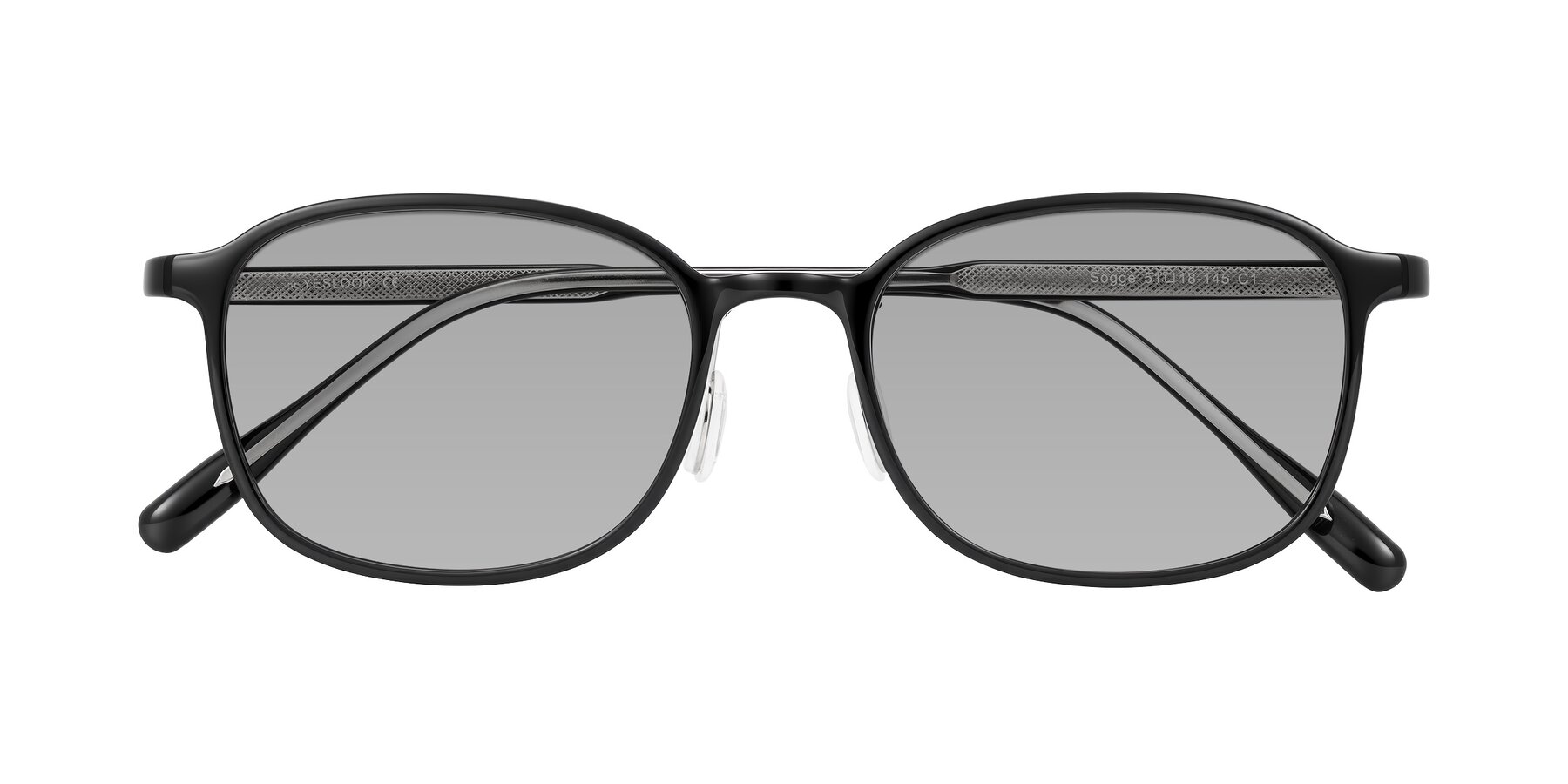 Folded Front of Sogge in Black with Light Gray Tinted Lenses