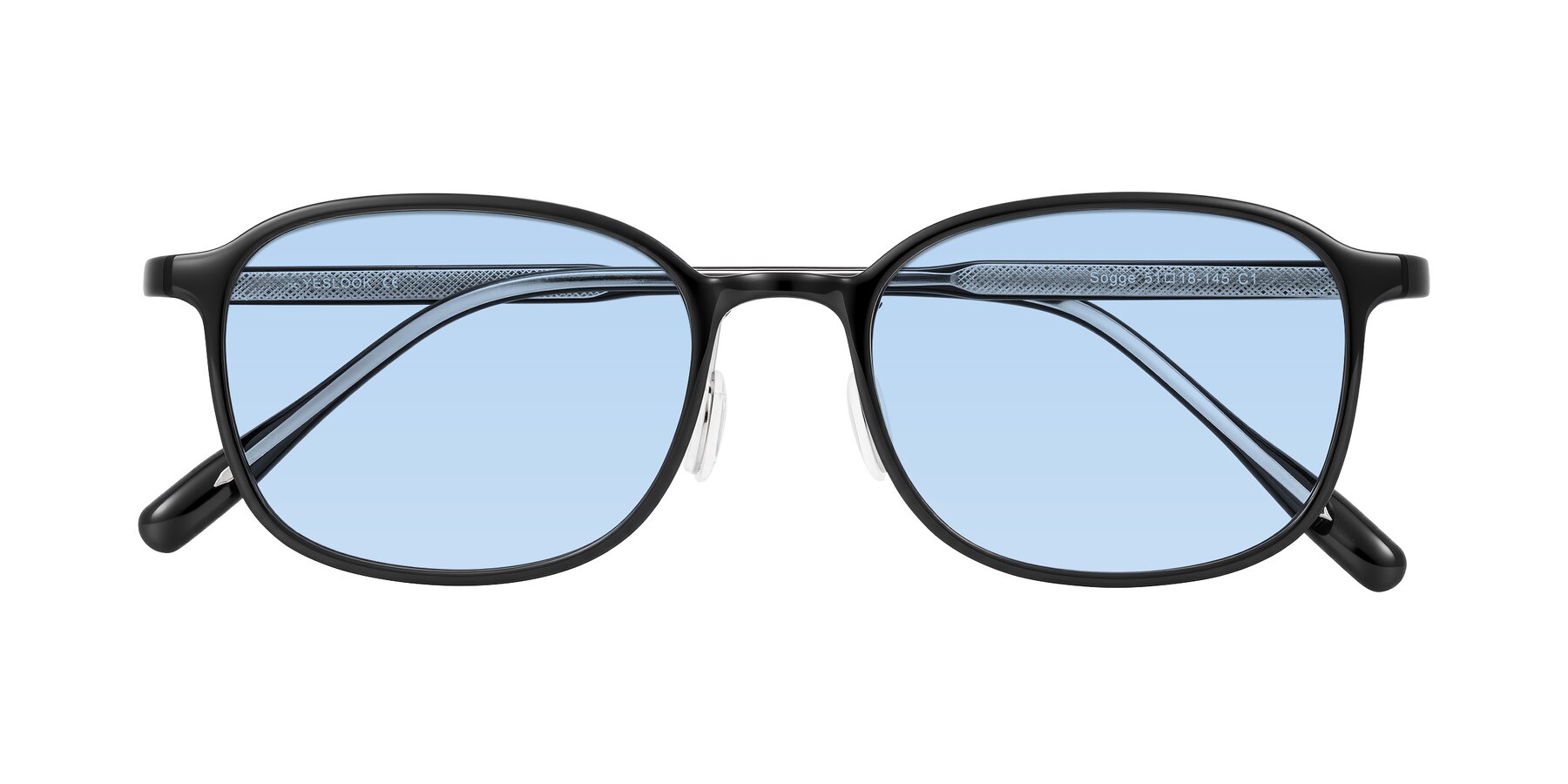 Folded Front of Sogge in Black with Light Blue Tinted Lenses
