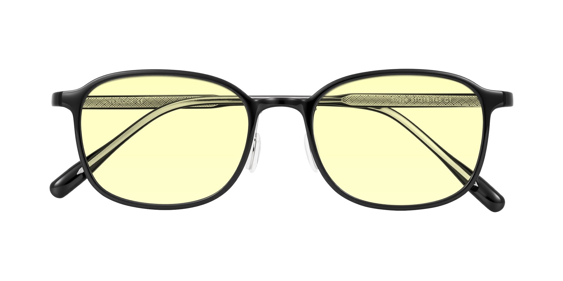 Folded Front of Sogge in Black with Light Yellow Tinted Lenses
