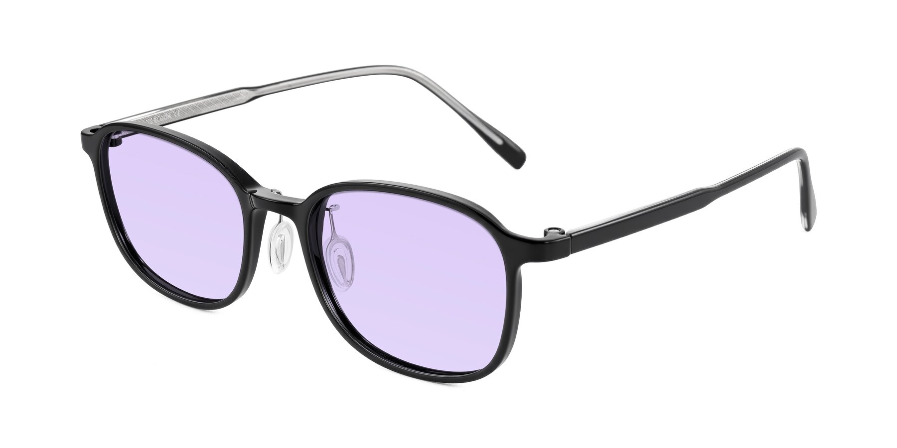 Angle of Sogge in Black with Light Purple Tinted Lenses
