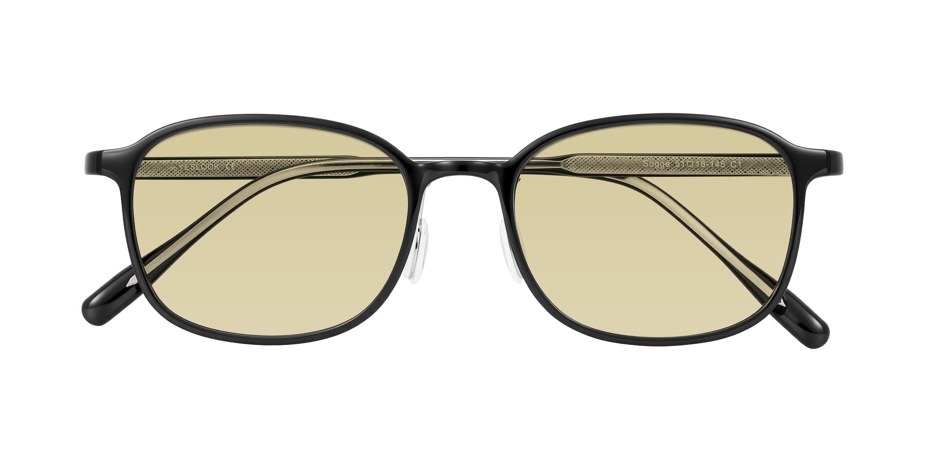 Folded Front of Sogge in Black with Light Champagne Tinted Lenses