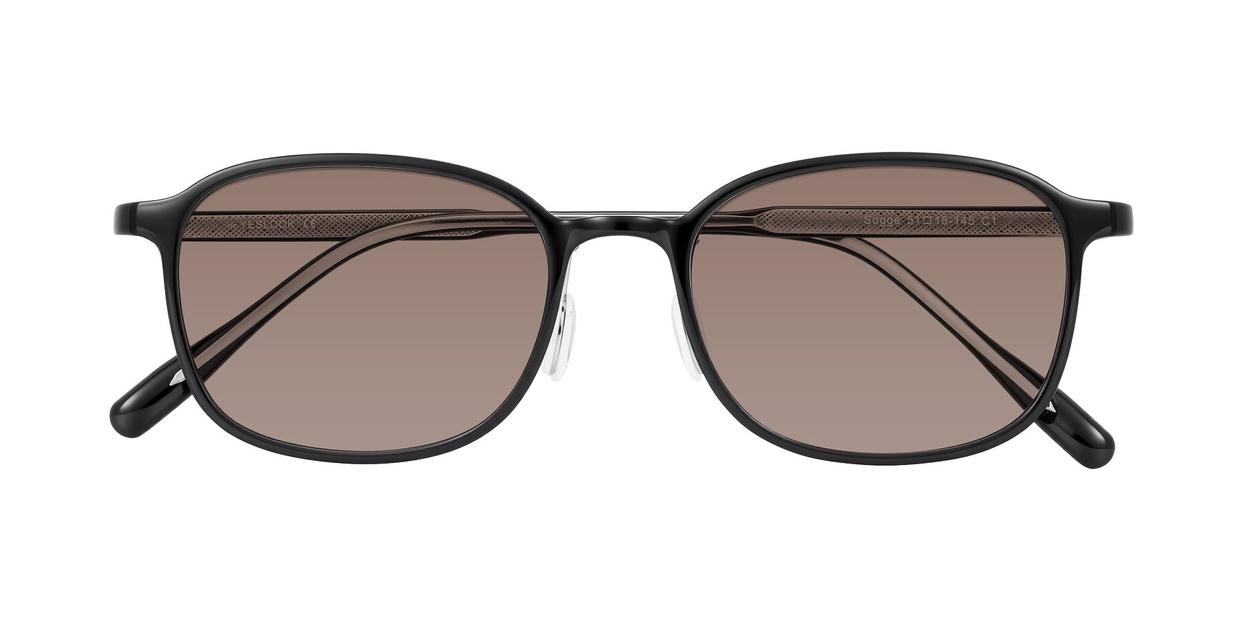 Folded Front of Sogge in Black with Medium Brown Tinted Lenses