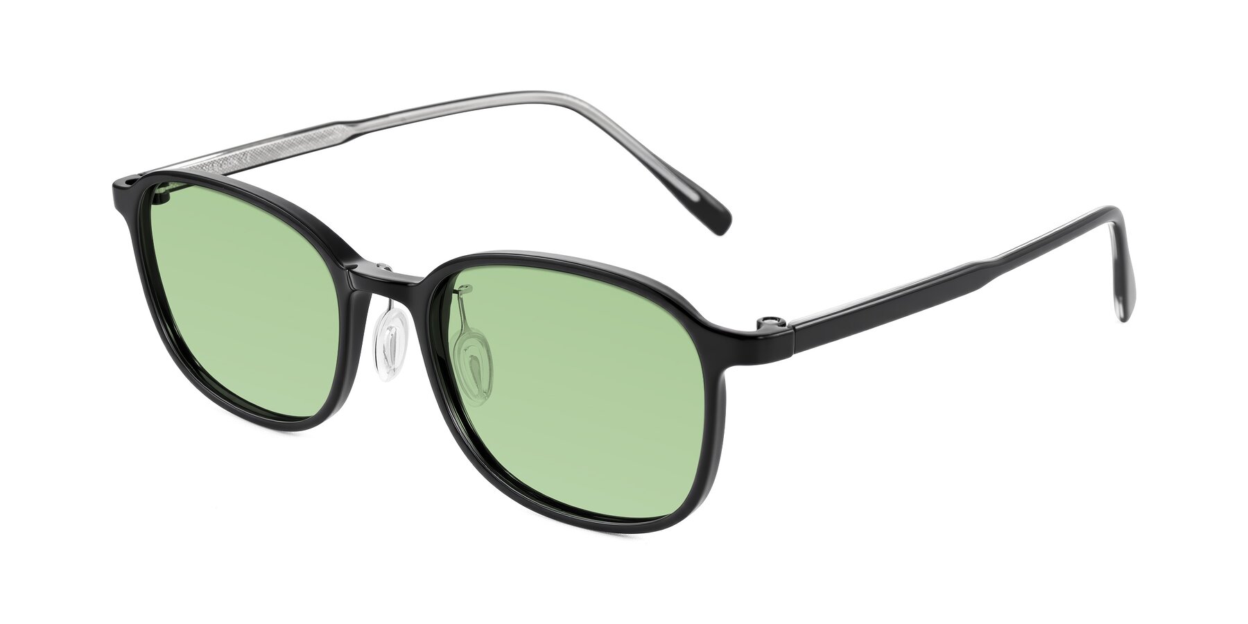 Angle of Sogge in Black with Medium Green Tinted Lenses