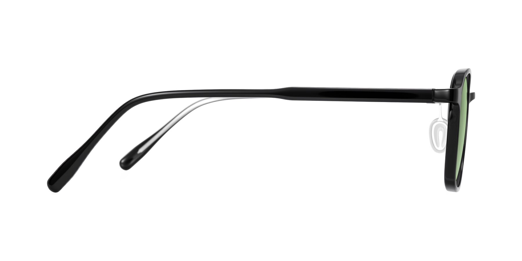 Side of Sogge in Black with Medium Green Tinted Lenses