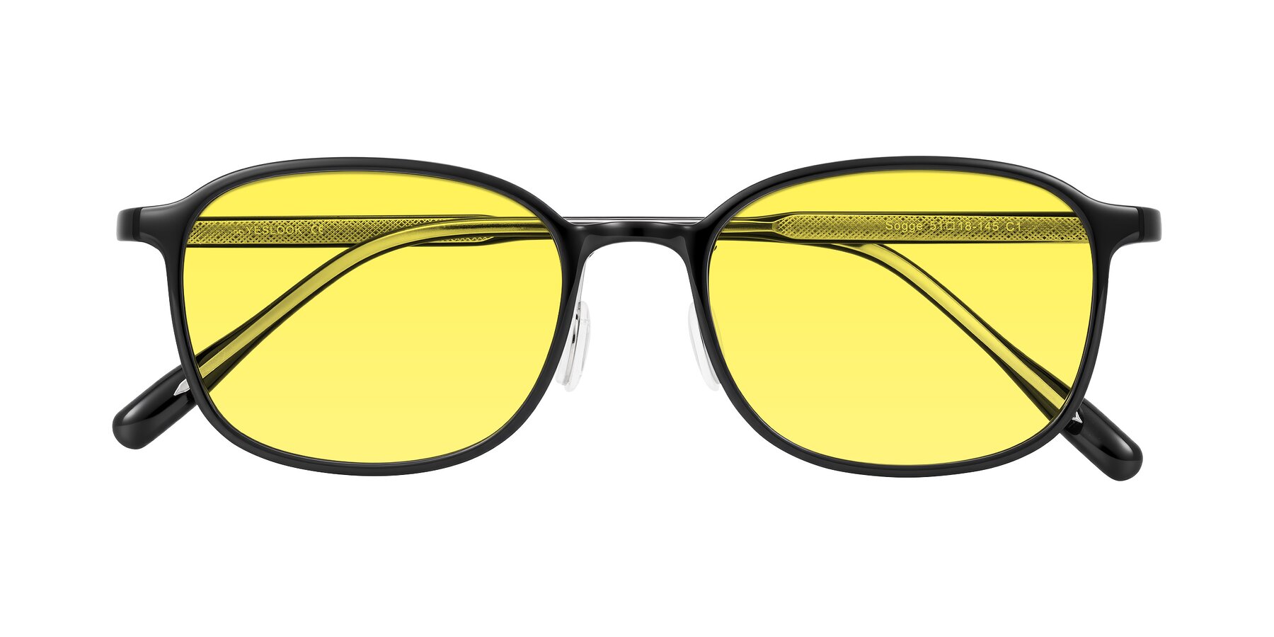 Folded Front of Sogge in Black with Medium Yellow Tinted Lenses