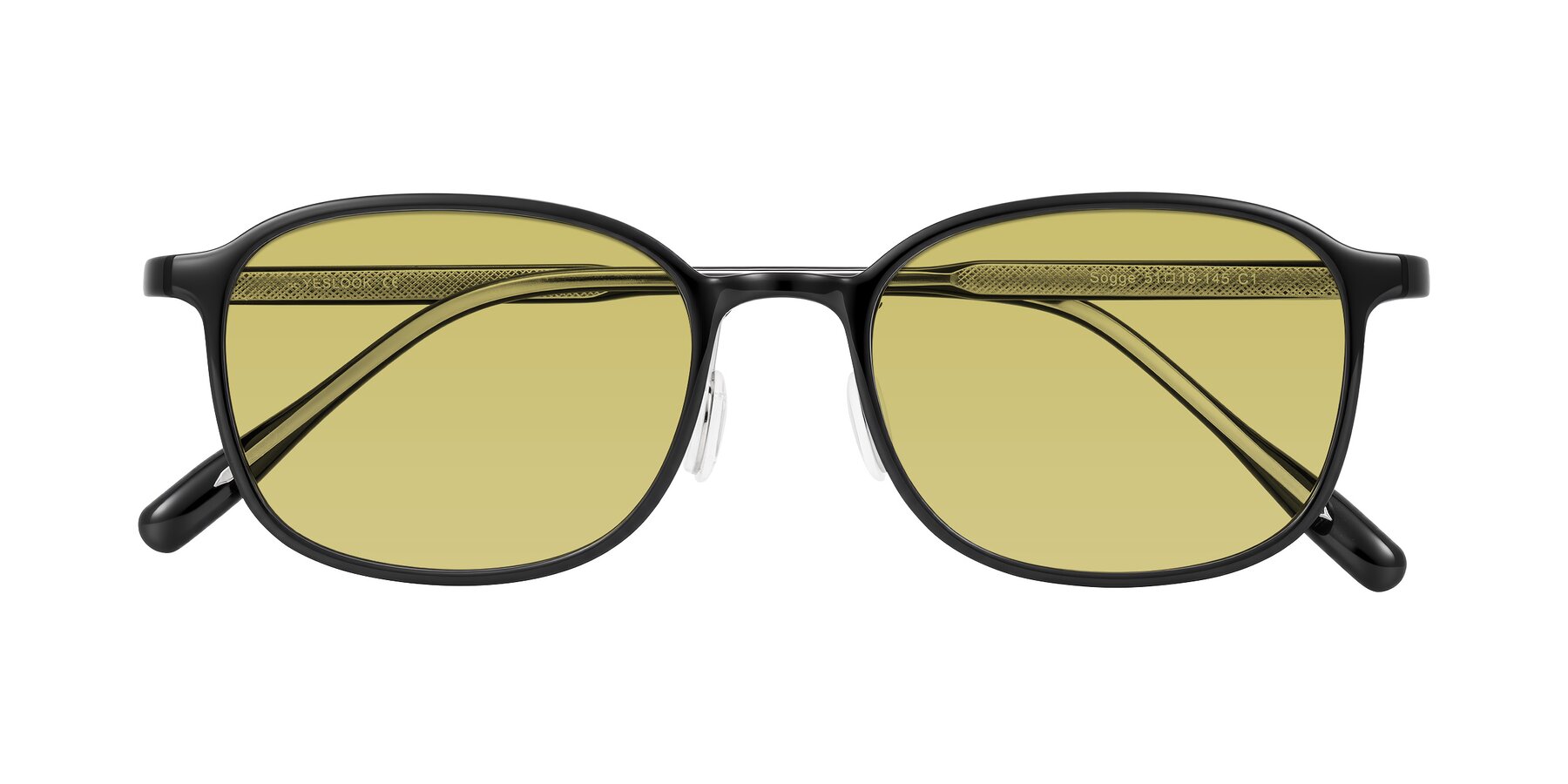 Folded Front of Sogge in Black with Medium Champagne Tinted Lenses