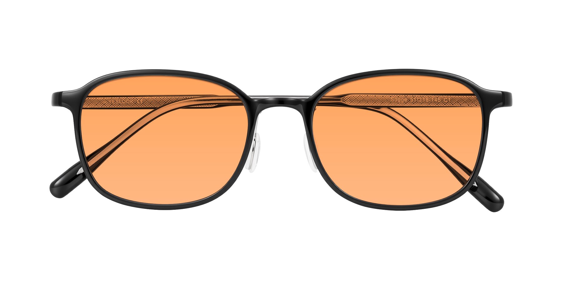Folded Front of Sogge in Black with Medium Orange Tinted Lenses