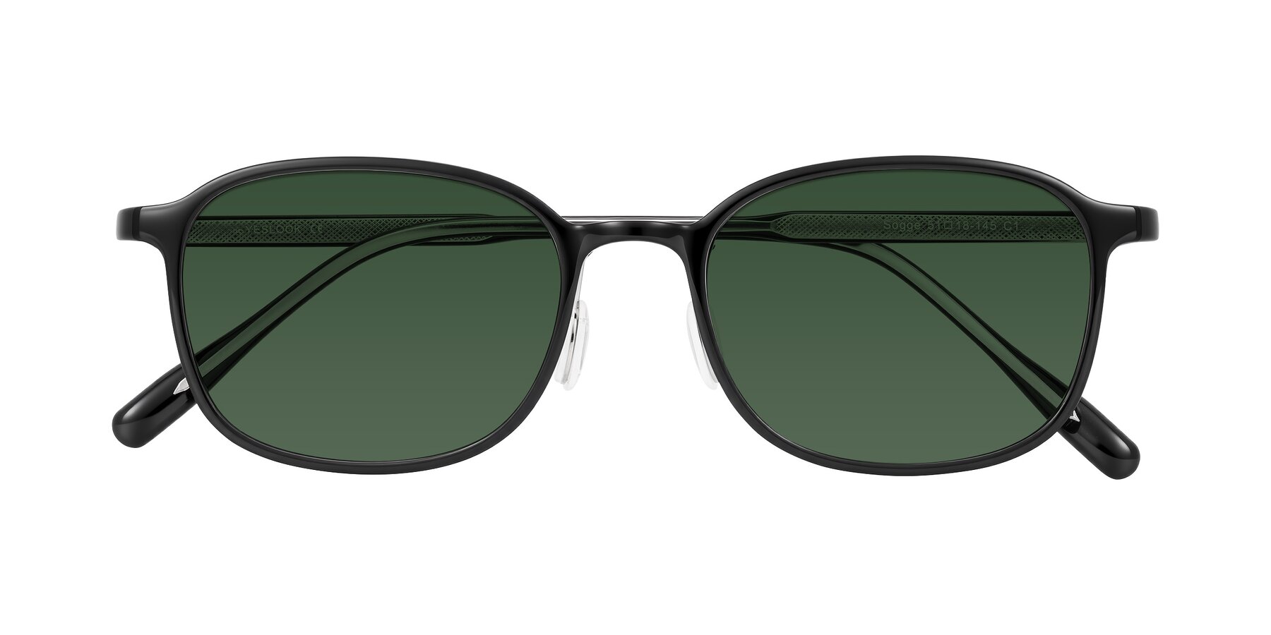 Folded Front of Sogge in Black with Green Tinted Lenses