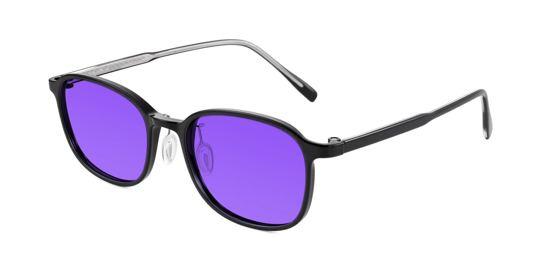 Angle of Sogge in Black with Purple Tinted Lenses