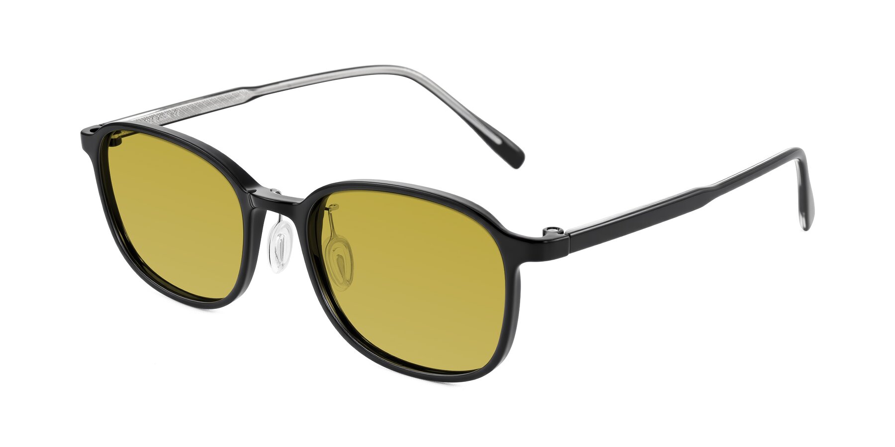 Angle of Sogge in Black with Champagne Tinted Lenses