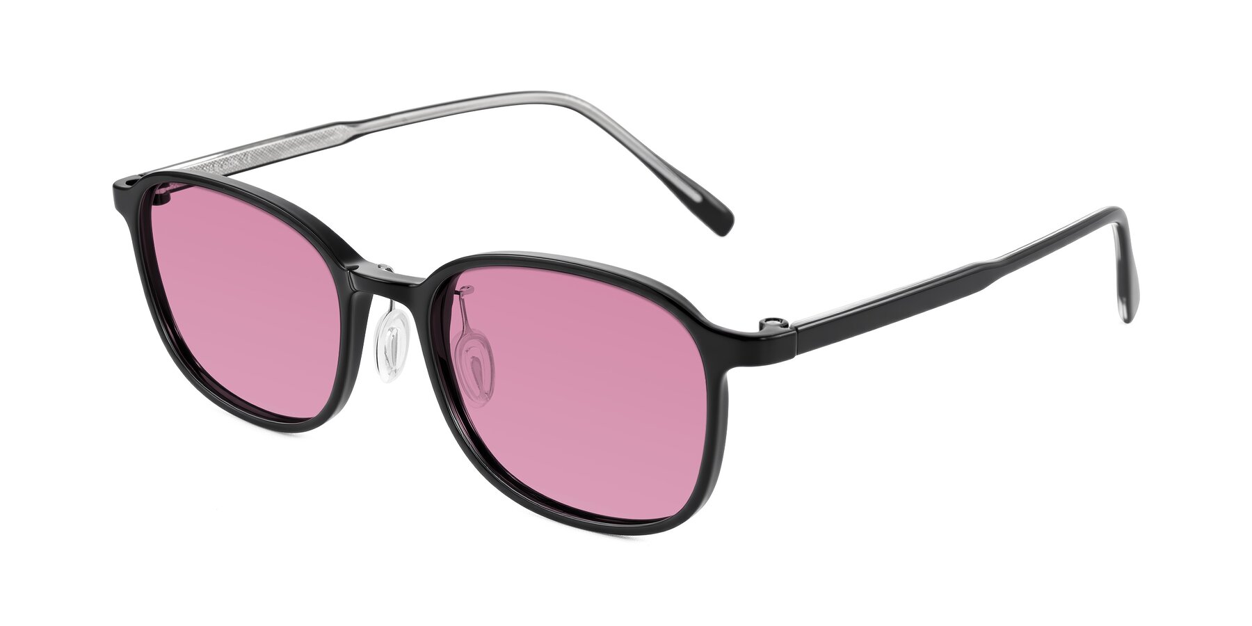 Angle of Sogge in Black with Medium Wine Tinted Lenses