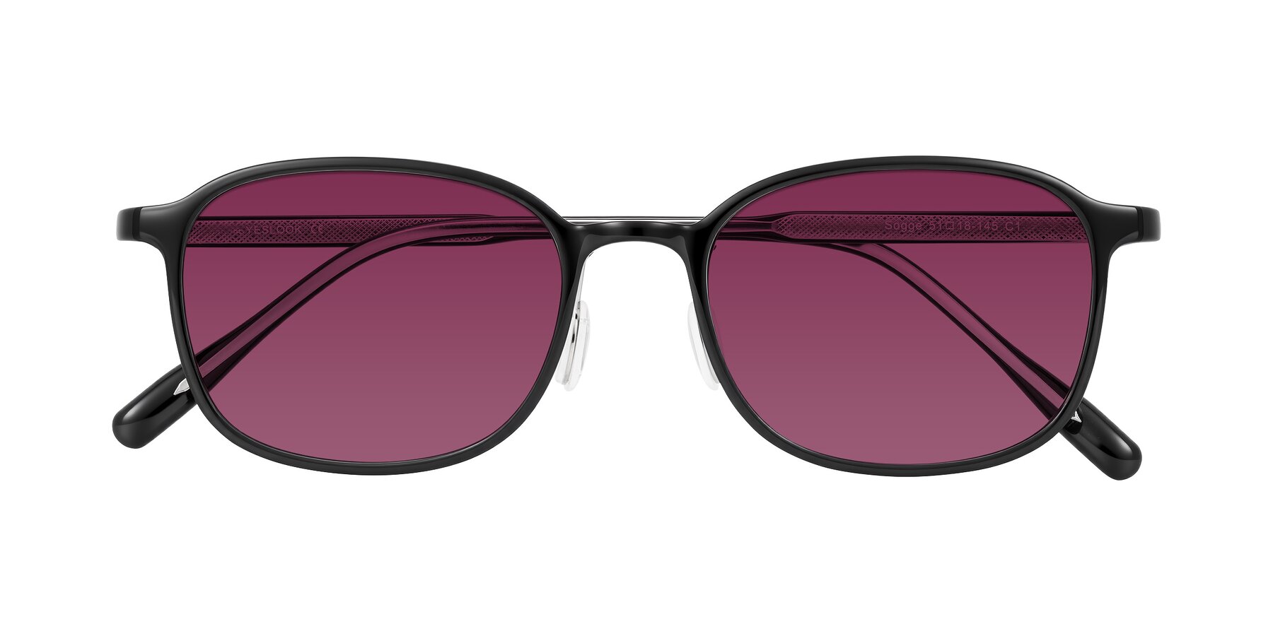 Folded Front of Sogge in Black with Wine Tinted Lenses