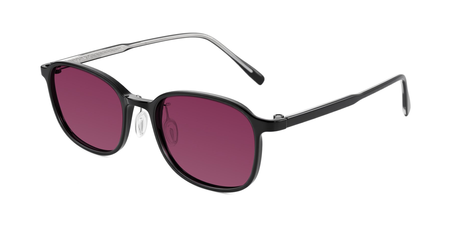 Angle of Sogge in Black with Wine Tinted Lenses
