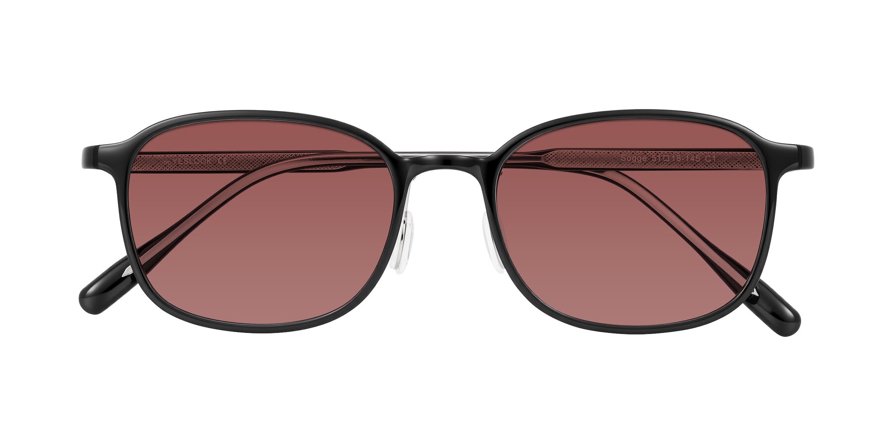 Folded Front of Sogge in Black with Garnet Tinted Lenses