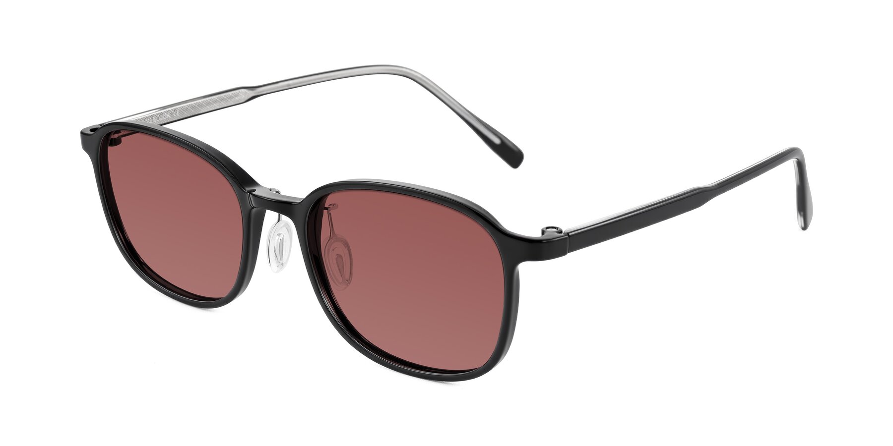 Angle of Sogge in Black with Garnet Tinted Lenses