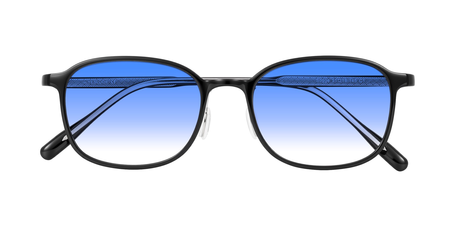 Folded Front of Sogge in Black with Blue Gradient Lenses