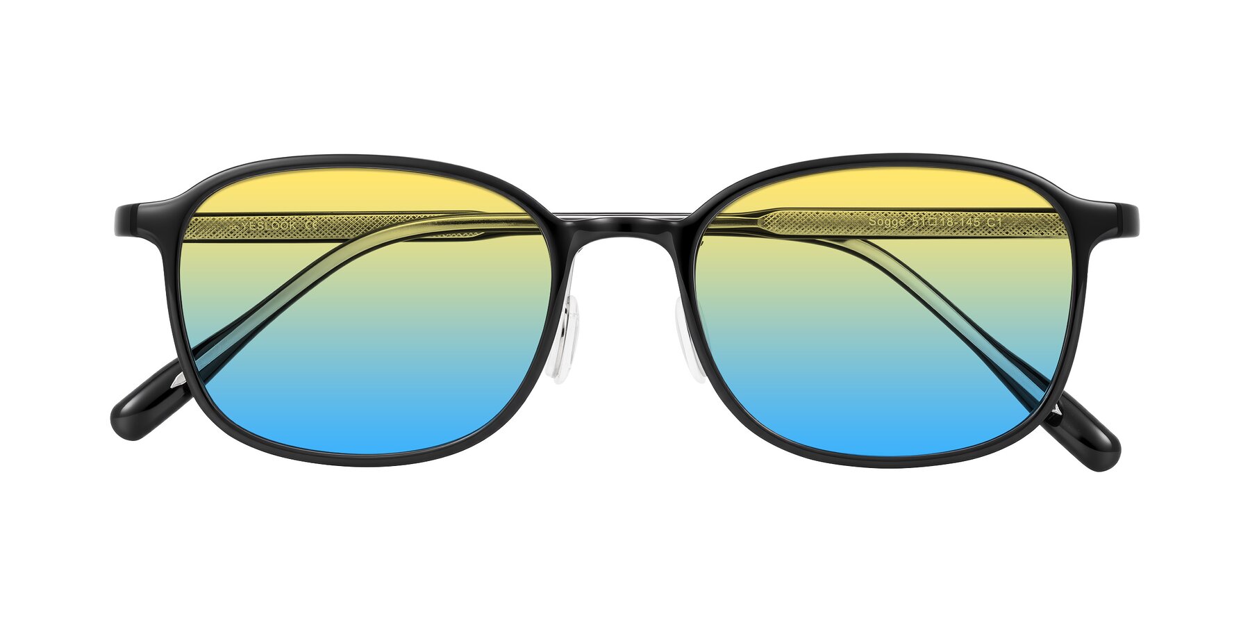 Folded Front of Sogge in Black with Yellow / Blue Gradient Lenses
