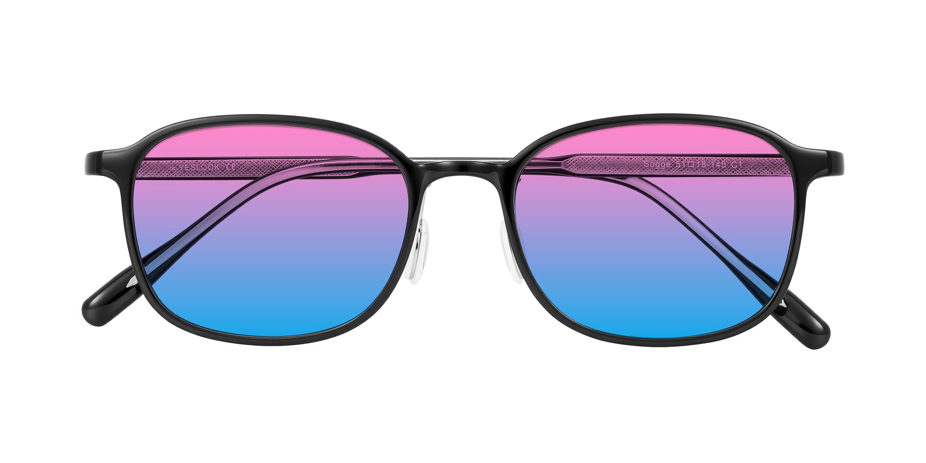 Folded Front of Sogge in Black with Pink / Blue Gradient Lenses