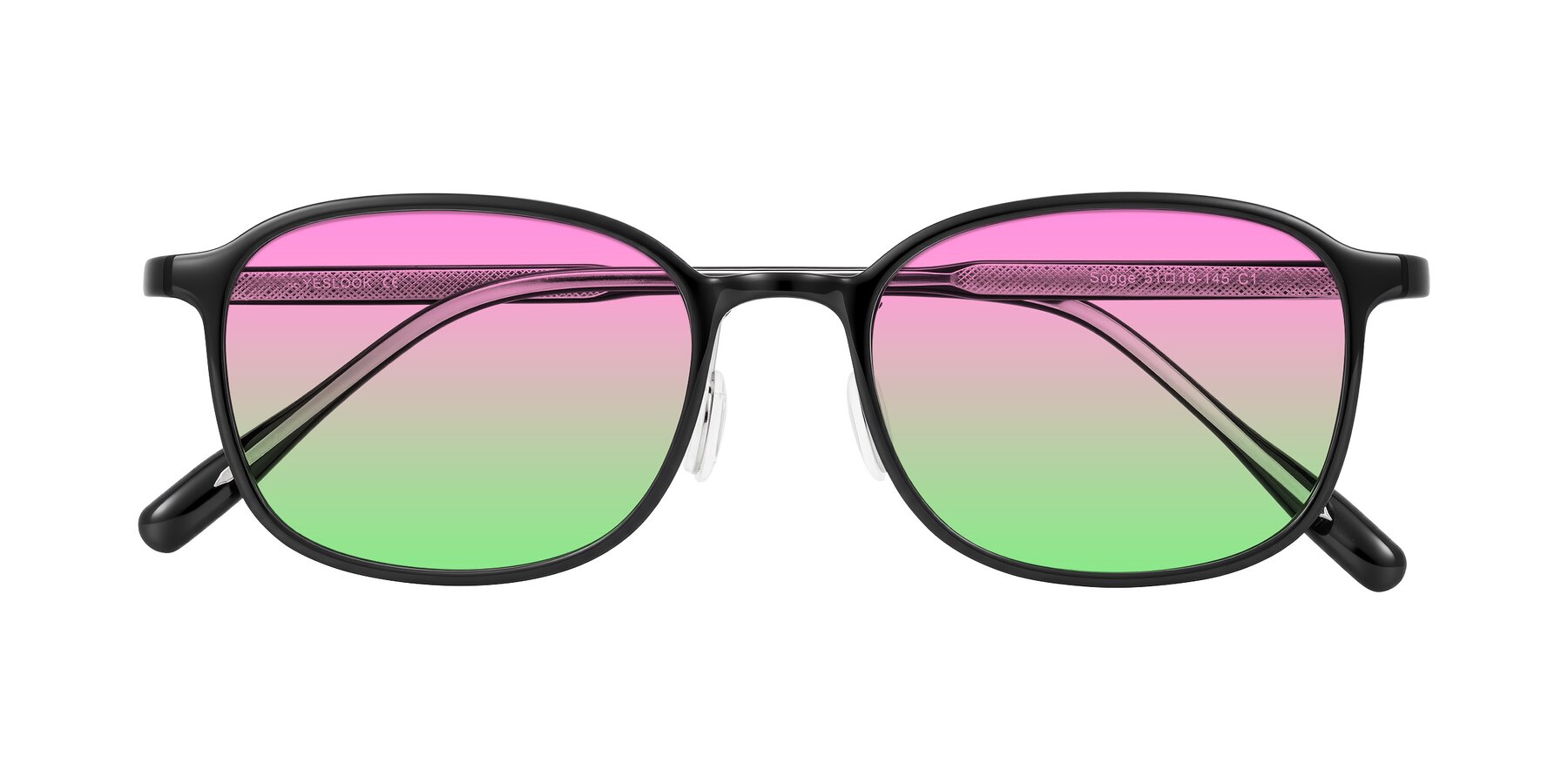 Folded Front of Sogge in Black with Pink / Green Gradient Lenses