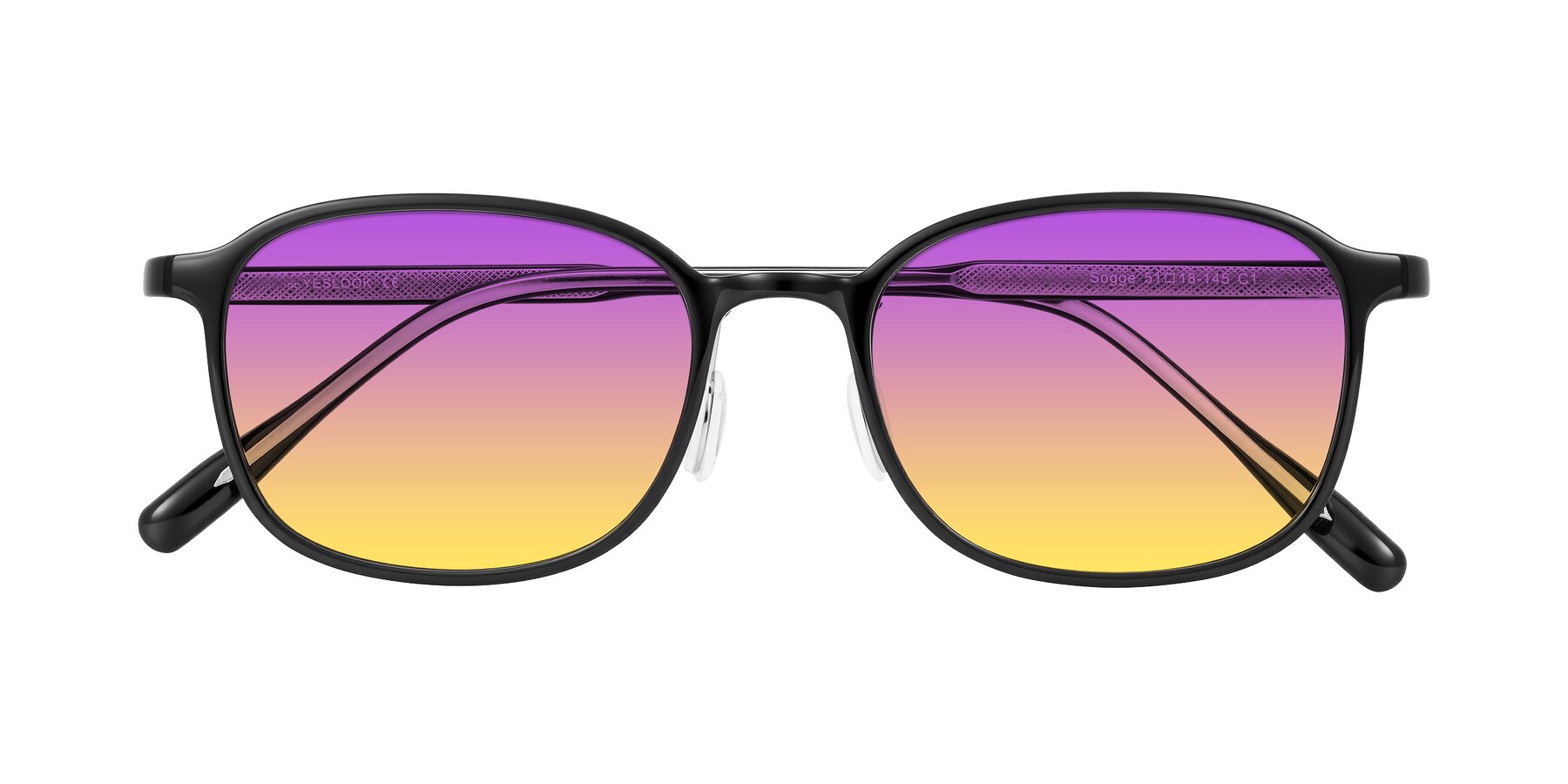 Folded Front of Sogge in Black with Purple / Yellow Gradient Lenses