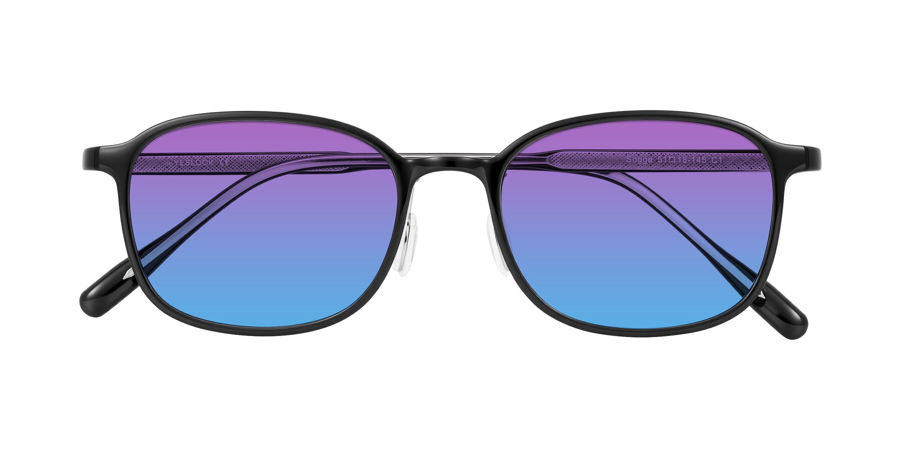 Folded Front of Sogge in Black with Purple / Blue Gradient Lenses