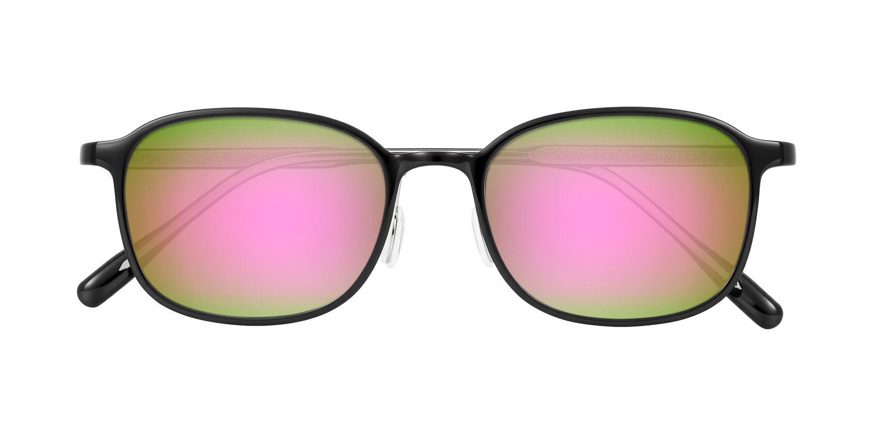 Folded Front of Sogge in Black with Pink Mirrored Lenses