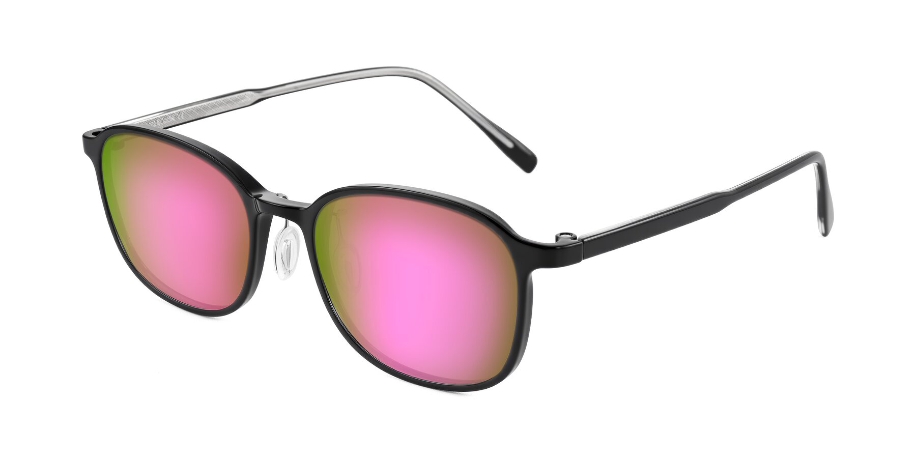 Angle of Sogge in Black with Pink Mirrored Lenses