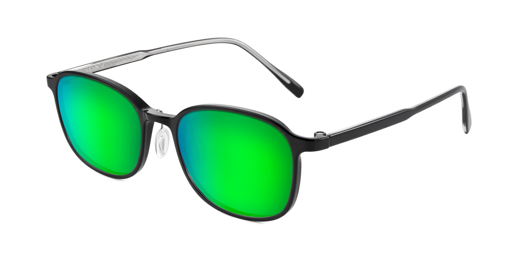 Angle of Sogge in Black with Green Mirrored Lenses