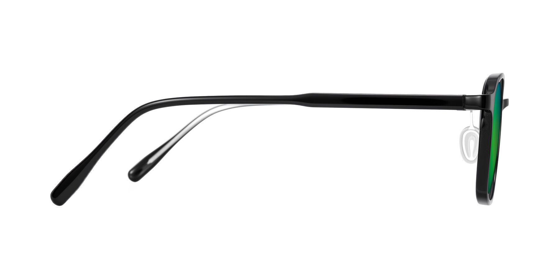 Side of Sogge in Black with Green Mirrored Lenses